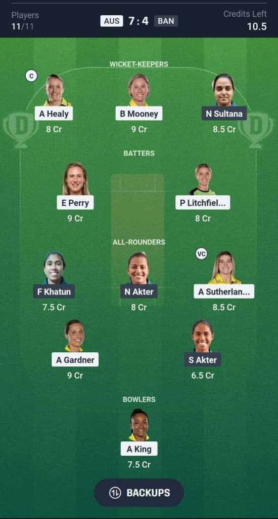AUS-W-vs-BAN-W-Dream11-Team AUS-W-vs-BAN-W-Dream11-Team